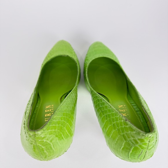 Lauren Ralph Lauren Kailee Green Size 7 Snakeskin Pointed Toe Stiletto Heel - Picture 7 of 12